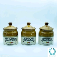 300ml Ceramic Pickle Jars With Lid Set Of 3 - Jars